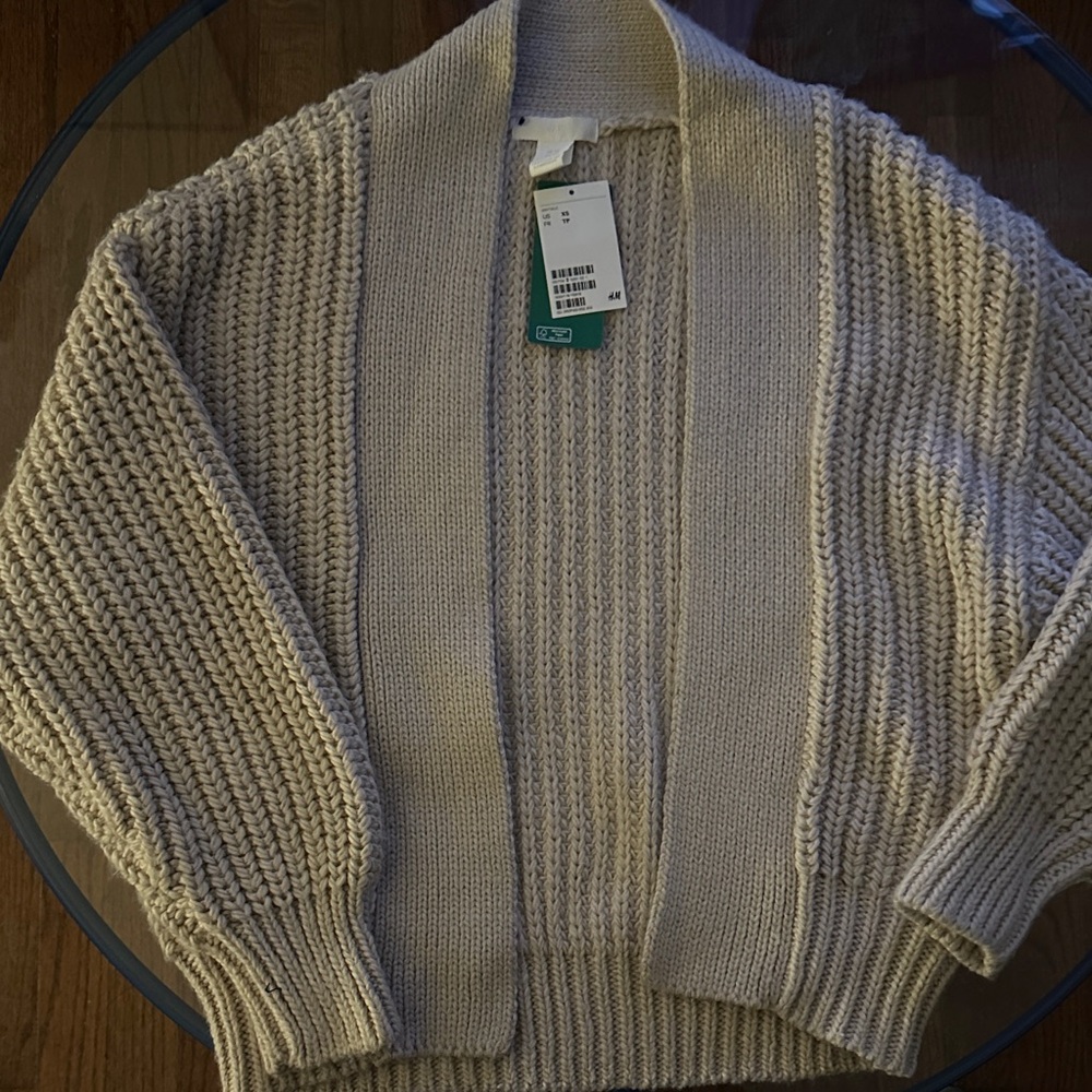 H&M Cream Open-Front Cardigan